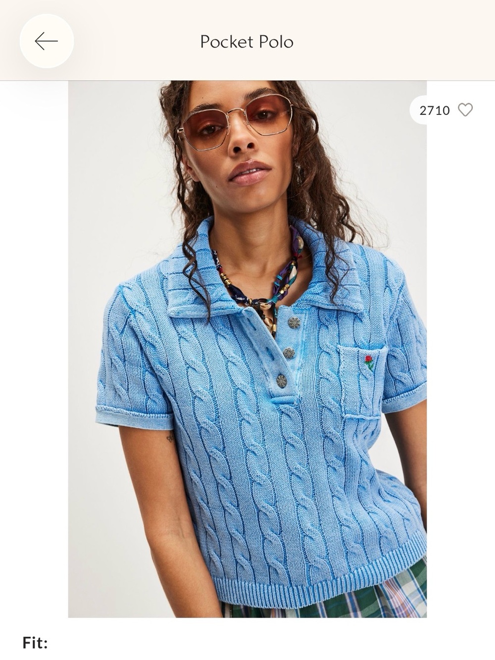 Free People Blue Cable Knit Polo Shirt size small